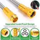 TOOLASIN STAINLESS STEEL GARDEN HOSE 50FT, 10-FUNCTION NOZZLE - SILVER/GREEN - Like New