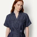 Amazon Essentials Women Short Sleeve Dress with Belt Dark Midnight XL - Like New