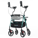 ELENKER UPRIGHT ROLLATOR WALKER STAND UP WALKERS FOR SENIORS WITH ARMREST GREEN - Like New