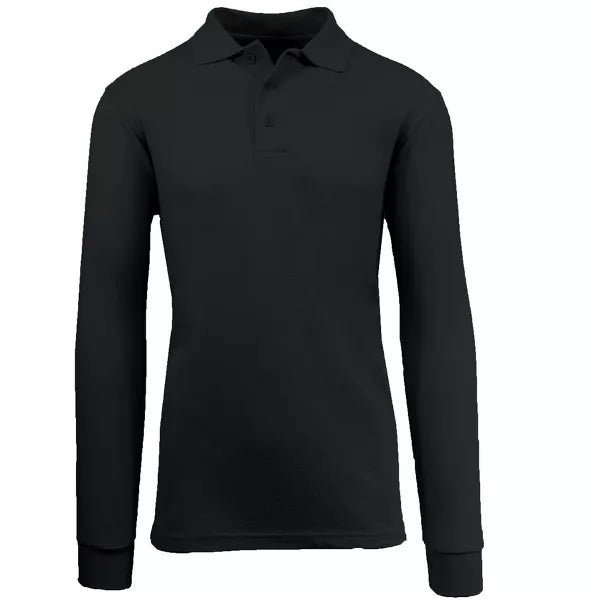 JUMP START MEN'S MODERN FIT LONG SLEEVE POLO SHIRT - SIZE: MEN M - BLACK - Brand New