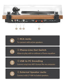 SEEYING RECORD PLAYER VINYL BLUETOOTH TURNTABLE STEREO BOOKSHELF SPEAKERS BROWN - Like New