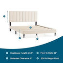 Lucid King Bedframe with Vertical Channeled Headboard — Easy Assembly — Pearl - Like New
