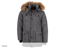 CANADA WEATHER GEAR MEN'S 4-POCKET FUR HOOD PARKA, CHARCOAL, 2X-LARGE - Brand New