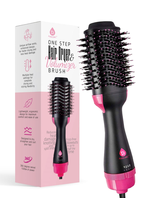 Pursonic One Step Hair Dryer and Volumizer Brush TCA1900 - BLACK/PINK - Like New