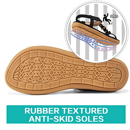 ALICEGANA WOMENS SANDALS SHOES COMFORT WALKING NON SLIP - SIZE: WOMEN 7, BLACK - Like New