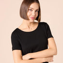 AMAZON ESSENTIALS WOMEN'S SCOOPNECK TUNIC TOP, 2 PACK, SIZE L - BLACK/DARK PINK - Brand New