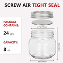 Betrome 8 oz Mason Jars, 24 Pack 240ml Glass Canning Jars, Mouth Lids - Clear - Like New