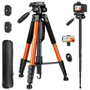VICTIV TRIPOD FOR CAMERA 72" TALL CAMERA TRIPOD WITH REMOTE TRIPOD - ORANGE - Like New