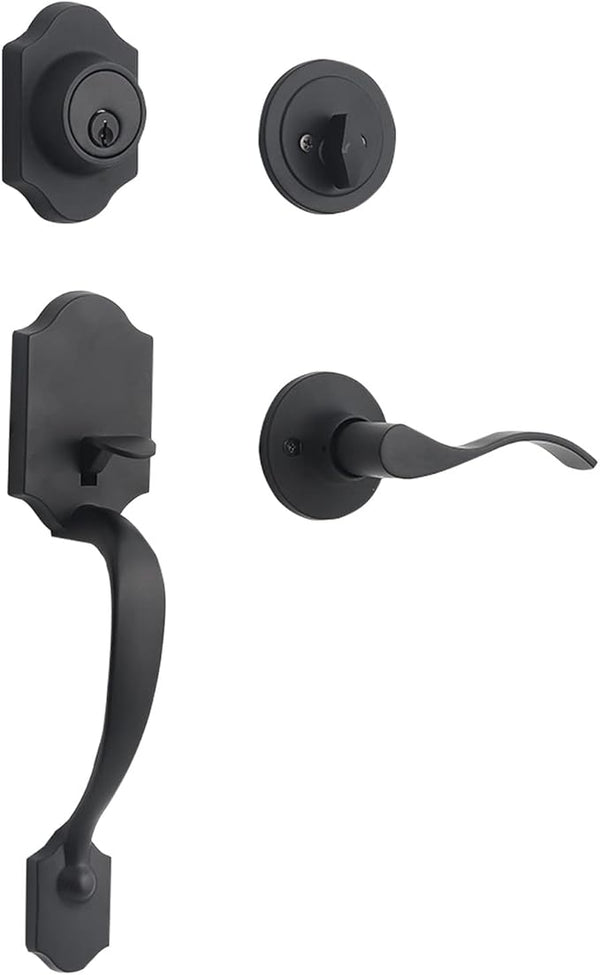 GUA OYH Handle Lock Set Handle Lever Exterior Door L16511-B-S721 - Matte Black Like New