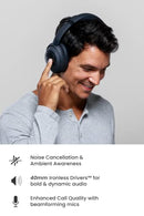 CLEER ALPHA NOISE CANCELLING BLUETOOTH HEADPHONE 40MM IRONLESS DRIVER - BLUE - Like New