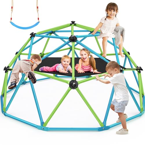 EASYEGO CLIMBING DOME WITH HAMMOCK, 10FT JUNGLE GYM WITH SWING, 800LBS - BLUE - Like New