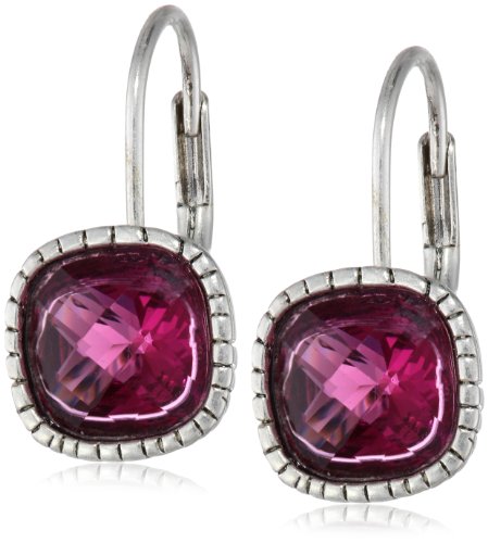 THE SAK BLACK AND SILVER CRYSTAL DROP EARINGS - FUCHSIA/SILVER - Brand New