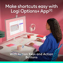 Logitech POP ICON Combo Bluetooth Keyboard and Mouse Combo Keys Buttons- ROSE - Like New