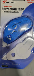 SKILCRAFT CORRECTION TAPE - REFILLABLE APPLICATOR, 12 METERS - WHITE - Brand New