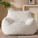 GERICCO GIANT PLUSH BEAN BAG CHAIR FOR ADULTS WITH ARMRESTS - BEIGE - Brand New
