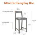 AMAZON BASICS WOODEN BAR STOOL WITH BACKREST 24" CH01-0601-036-SG - GRAY - Brand New