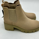 MEMON WOMEN'S CHELSEA BOOTS CASUAL CHUNKY HEEL SLIP ON ELASTIC - 8.5 - KHAKI - Brand New