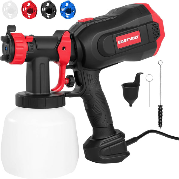 Eastvolt Paint Sprayer, 750W HVLP, 4 Nozzles, 3 Patterns, EVASG1000 - Black/Red Like New