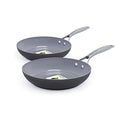 GREENPAN PARIS PRO HARD ANODIZED CERAMIC 8" & 10" FRYING PAN SKILLET SET - GRAY - Like New