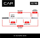 CAP BARBELL OLYMPIC CHROME BAR, 6-FT - CHROME - Like New