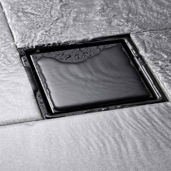 Efd-B-Y15 6 Inch Square Shower Drain FLANGE REVERSIBLE 2-IN-1 COVER - BLACK - Like New