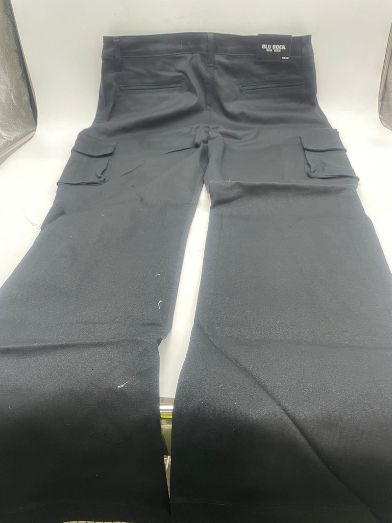 BLU ROCK NEW YORK BLACK STRETCH CARGO PANTS - SIZE: MEN 34 - BLACK - Brand New