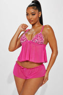 FASHION NOVA SWEET ATTRACTION 2 PIECE SET - SIZE: WOMEN L - FUSCIA - Like New