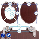 Harbour Housewares 1x Beech Wood Soft Close Toilet Seat with Chrome Hinges - Brand New