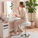 Furniliving Mid-Century Tufted Makeup Ottoman Stool; Modern Big Size - White - Brand New