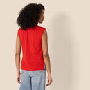AMAZON ESSENTIALS REGULAR-FIT CAP SLEEVE MOCK NECK SWEATER TOP SIZE S BRIGHT RED - Brand New