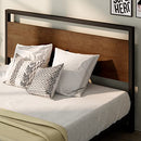 ZINUS SUZANNE BAMBOO METAL PLATFORM BED FRAME FOOTBOARD WOOD SLAT QN - BROWN - Like New
