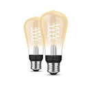 PHILIPS HUE SMART 60W ST19 FILAMENT LED BULB SOFT WARM WHITE LIGHT 2 PACK - Like New