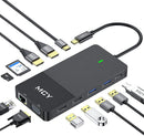 MCY DOCKING STATION, MCY 12 IN 1 TRIPLE DISPLAY LAPTOP USB C DOCKING - BLACK - Like New