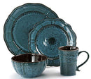 Elama Lavish Blue 16 Piece Round Stoneware Dinnerware Set - Blue - Brand New