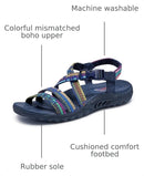 41113 Skechers Women's Reggae Sew Me Boho Woven Strappy Slingback, 7, Navy Multi - Like New