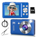 GTONSTER DIGITAL CAMERA, 44MP COMPACT CAMERA, FHD 1080P POINT AND SHOOT - BLUE - Like New