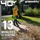 Greenworks 40V 110 MPH/390 CFM Cordless Axial Blower 2.5Ah 2400802 - Green - Like New