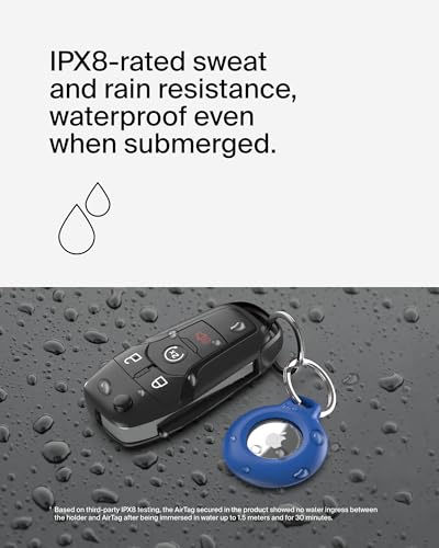 BELKIN AIRTAG SECURE HOLDER WITH KEY RING BELKIN WATERPROOF KEYCHAIN BLUE - Like New