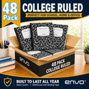 ENVO College Ruled Composition Notebooks Black Marble Covers (Pack of 48) - Brand New