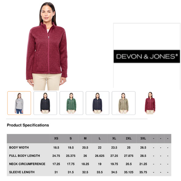 DG793W Devon & Jones Ladies Bristol Full-Zip Fleece Jacket - Brand New