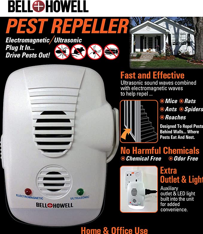 Bell + Howell Electromagnetic Ultrasonic Pest Repellers 50103 - WHITE - Like New