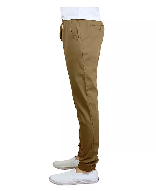 GALAXY BY HARVIC MEN'S BASIC STRETCH TWILL JOGGERS - SIZE: MEN XL - TIMBER - Brand New