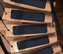 House, Home and More Set of 15 Attachable Indoor Carpet Stair Treads - Navy Blue - Brand New