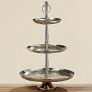 DEKOLUST 3-TIER SILVER METAL SERVING TRAY, 50CM CANDY DISH, 30CM SWEETS DISH - Brand New