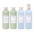 ASEVAT 13.5OZ 4PCS PLASTIC REFILLABLE TRAVEL SHAMPOO/CONDITIONER - GREEN/BLUE - Brand New
