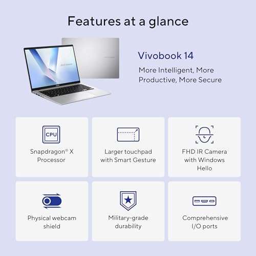 ASUS VIVOBOOK 14 LAPTOP 14” WUXGA 60 HZ QUALCOMM SNAPDRAGON X 16GB 512GB SSD - Like New