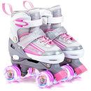 KUXUAN LIGHT UP PINK ROLLER SKATES SHOES KIDS GIRL ADJUSTABLE - Scratch & Dent