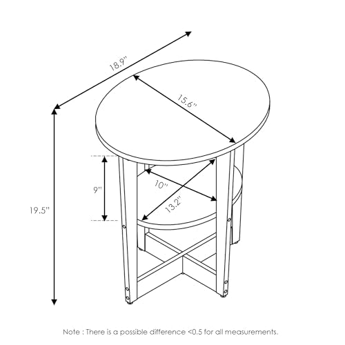 FURINNO JAYA CONTEMPORARY ENGINEERED WOOD OVAL END TABLE IN WALNUT - WALNUT - Like New
