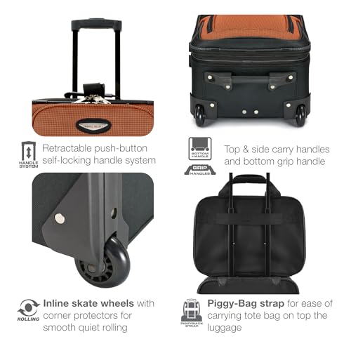 Travel Select Amsterdam Expandable Rolling Upright Luggage, Navy, 2-Piece Set - Brand New