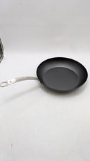 MADE IN Seasoned Carbon Steel 12" Fry Pan Color: Black steel handle - Brand New